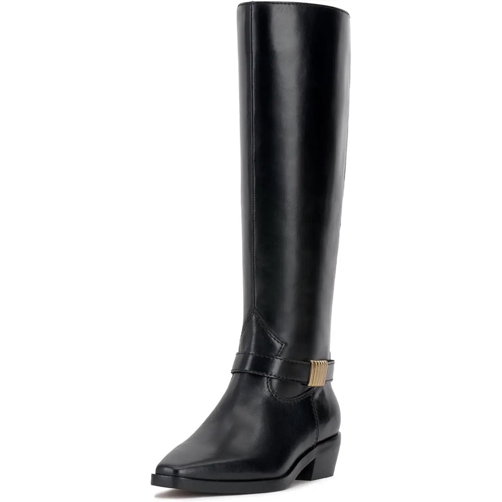 NEW Vince Camuto Melise Black Leather Knee-High Boots Riding Equestrian Style 11 - Picture 12 of 12
